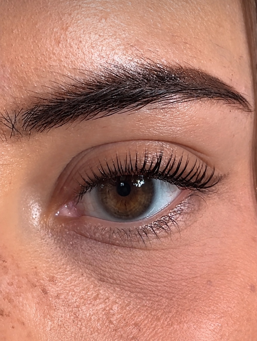 Cils naturels après rehaussement, plus recourbés