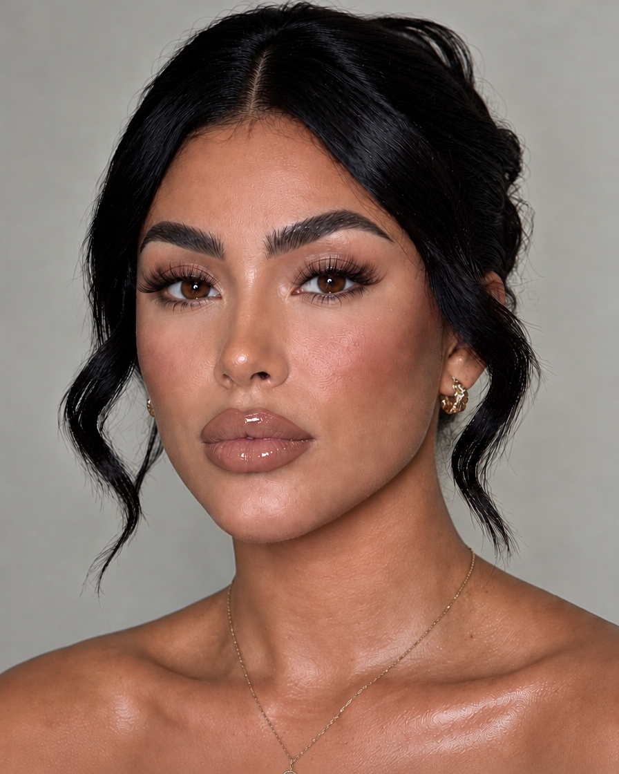 Rendu porté des cils cluster Hailey XL sur le visage