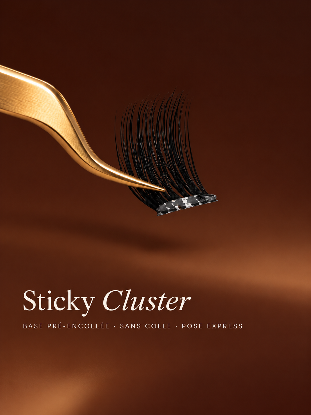 Sticky Cluster à base pré-encollée tenu par une pince dorée