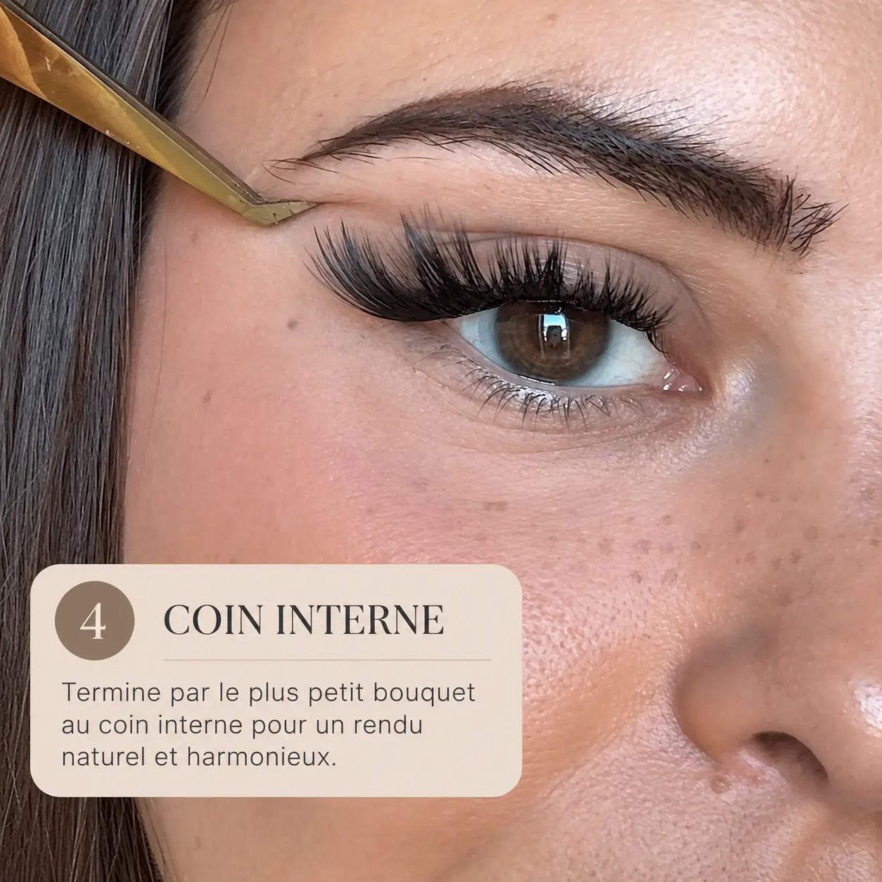 Étape 4 : coin interne — pose de cils cluster