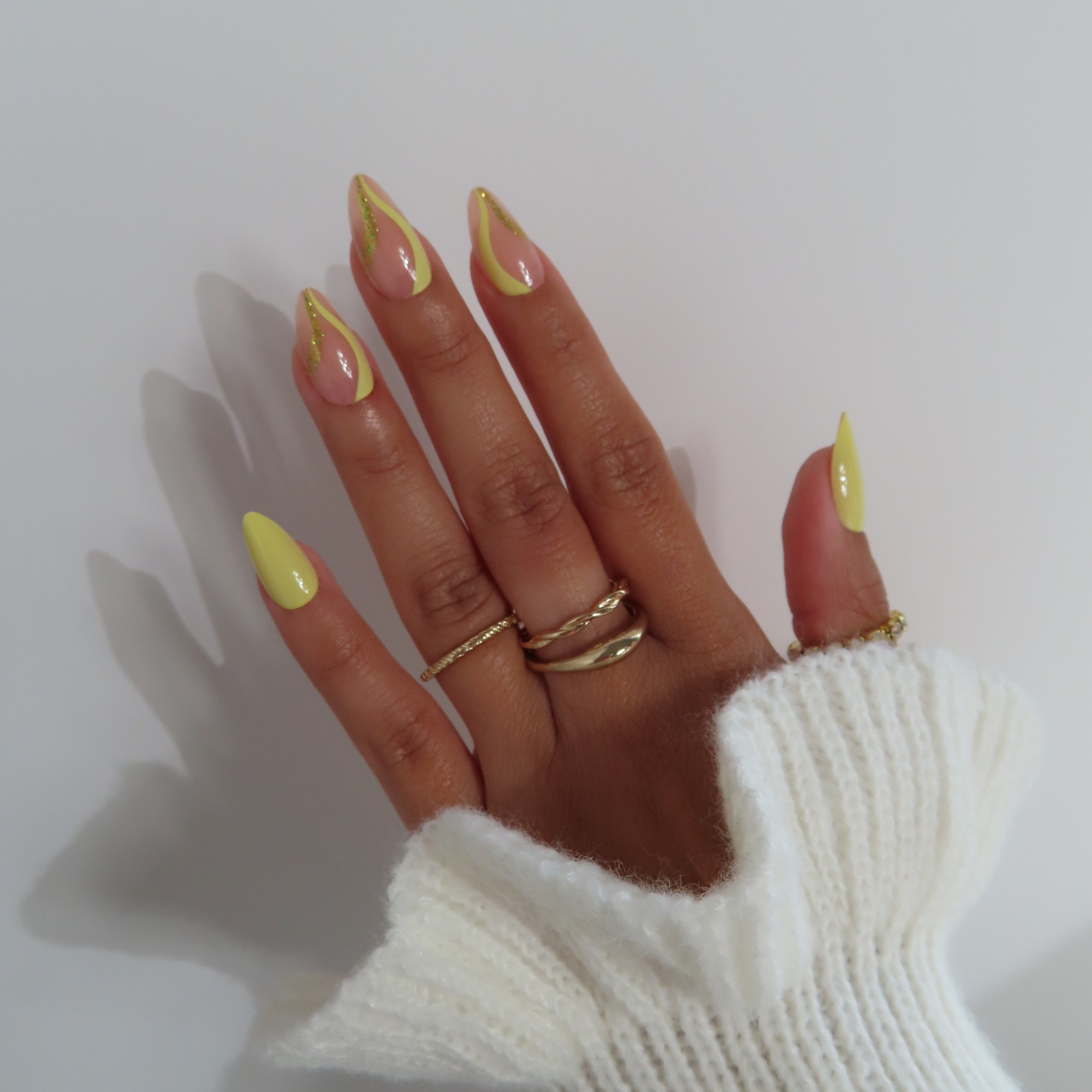 Press-On Nails ongles jaune Nail'art
