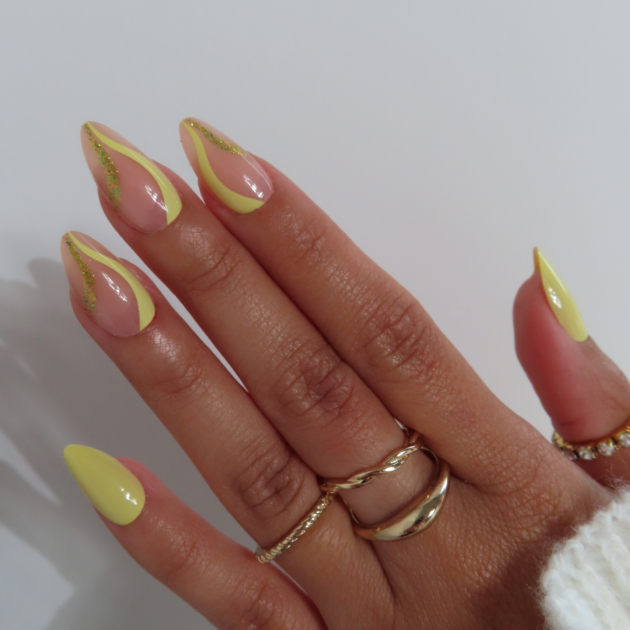 Press-On Nails ongles jaune Nail'art