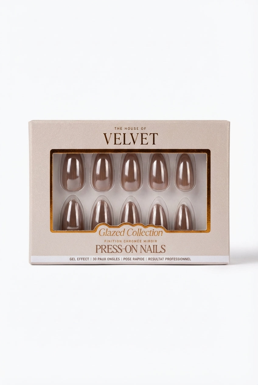 PRESS-ON NAILS AMANDE NOISETTE CHROMEE