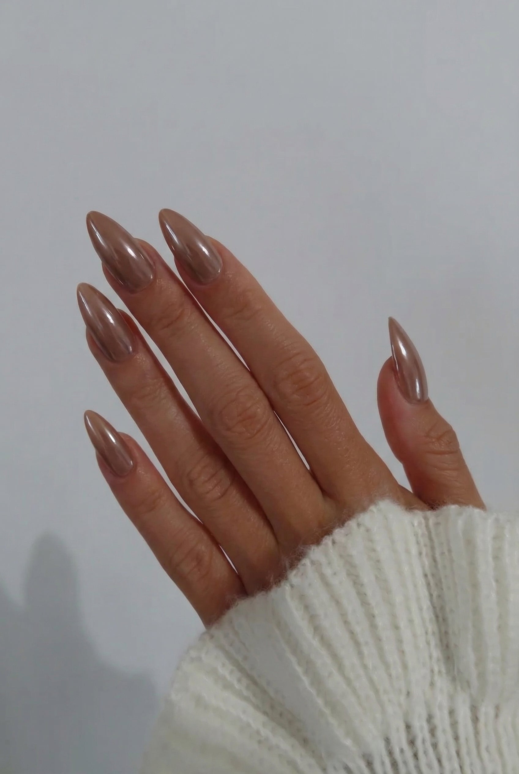 Press-On Nails Café au lait Chromé - Collection Glazed