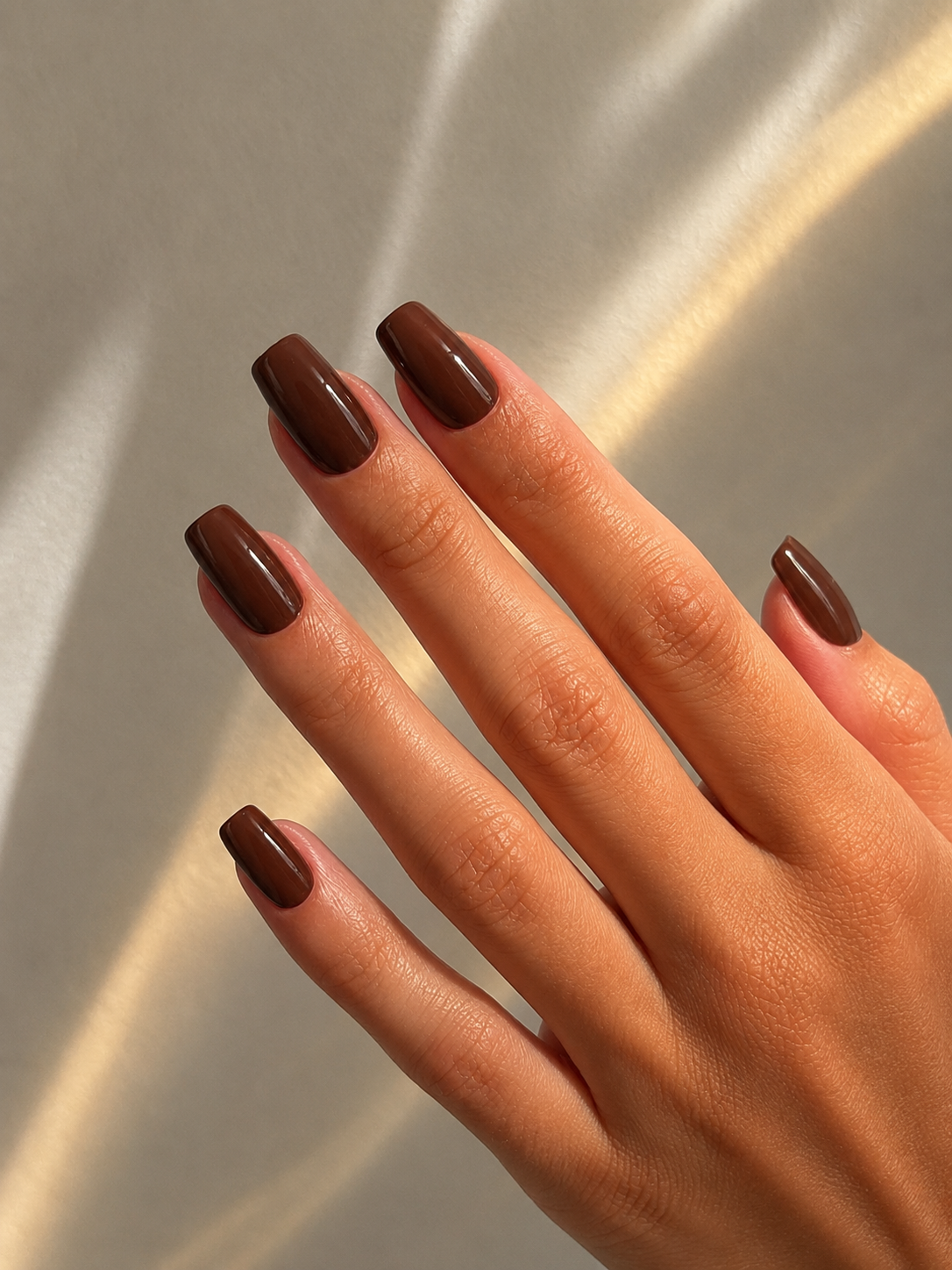 Press-On Nails Marron Foncé - Forme Courte Carrée