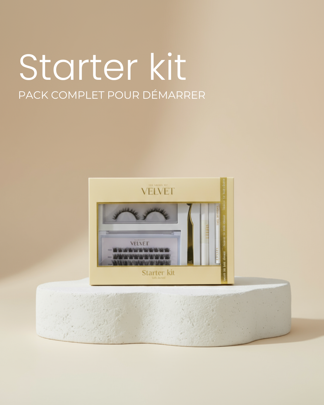 Starter kit cils cluster The House of Velvet – pack complet pour commencer la pose de cils.