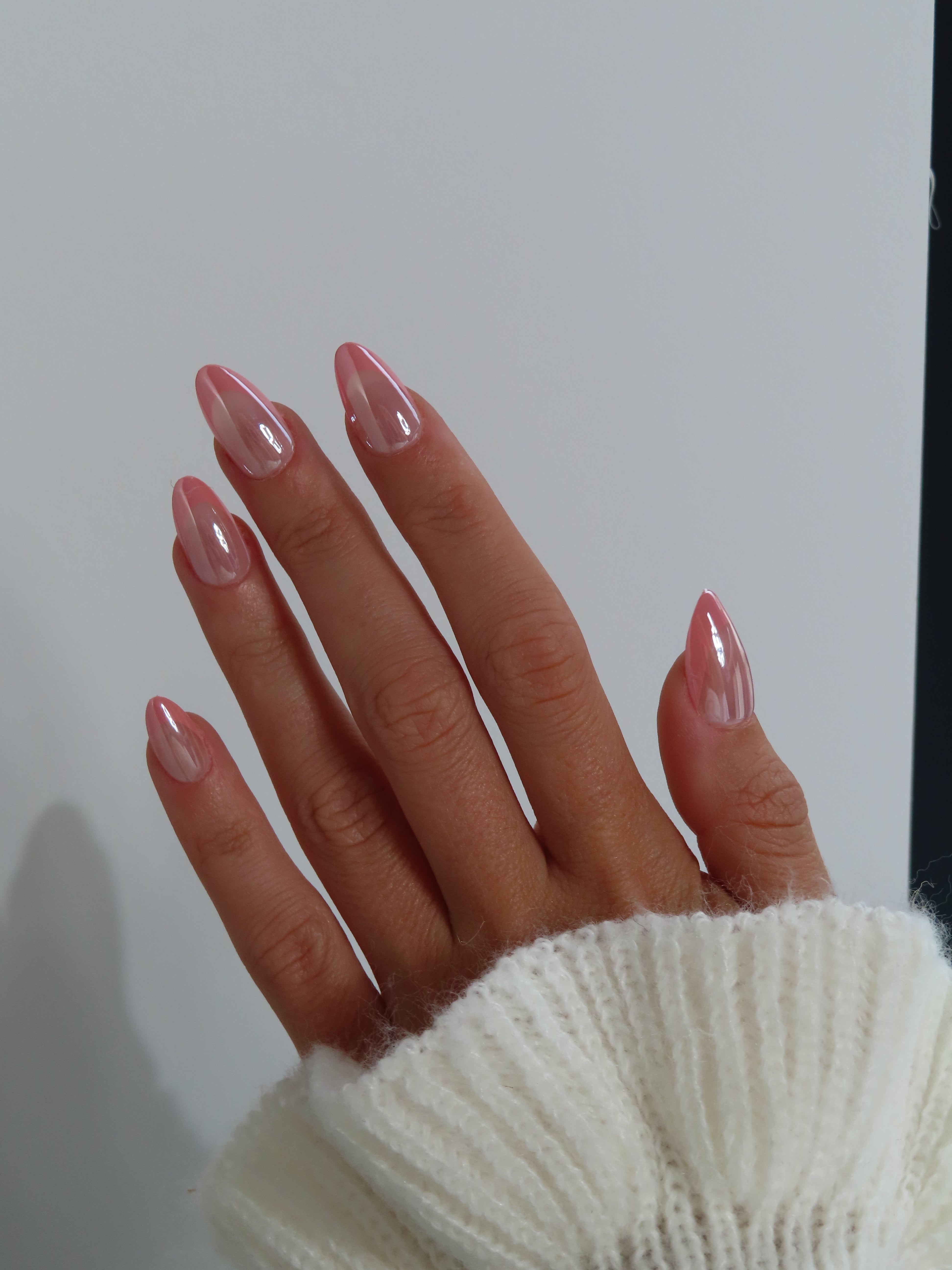 Press-On Nails Amande  French Rose Chromé – Collection Glazed