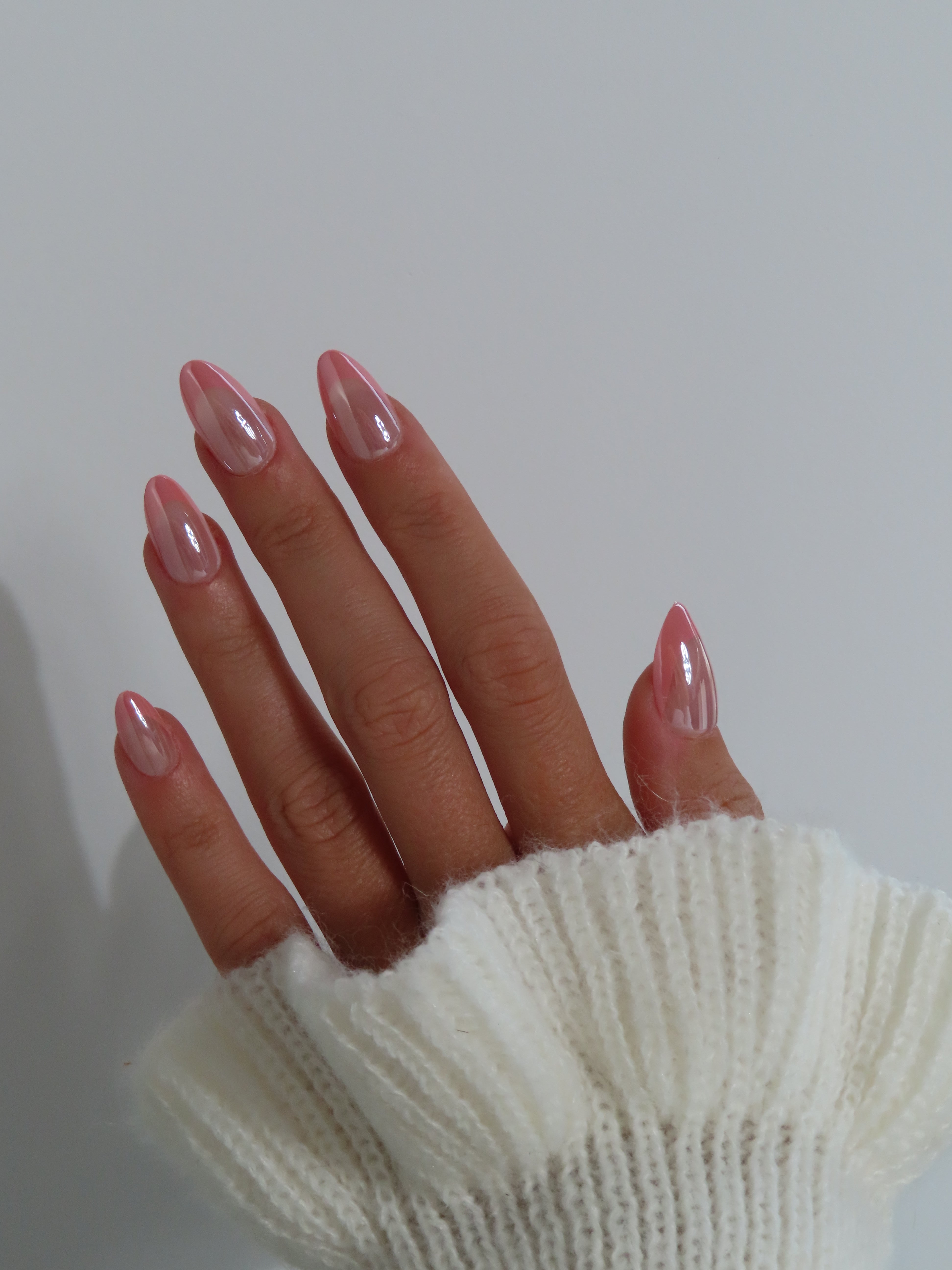 Press-On Nails Amande  French Rose Chromé – Collection Glazed