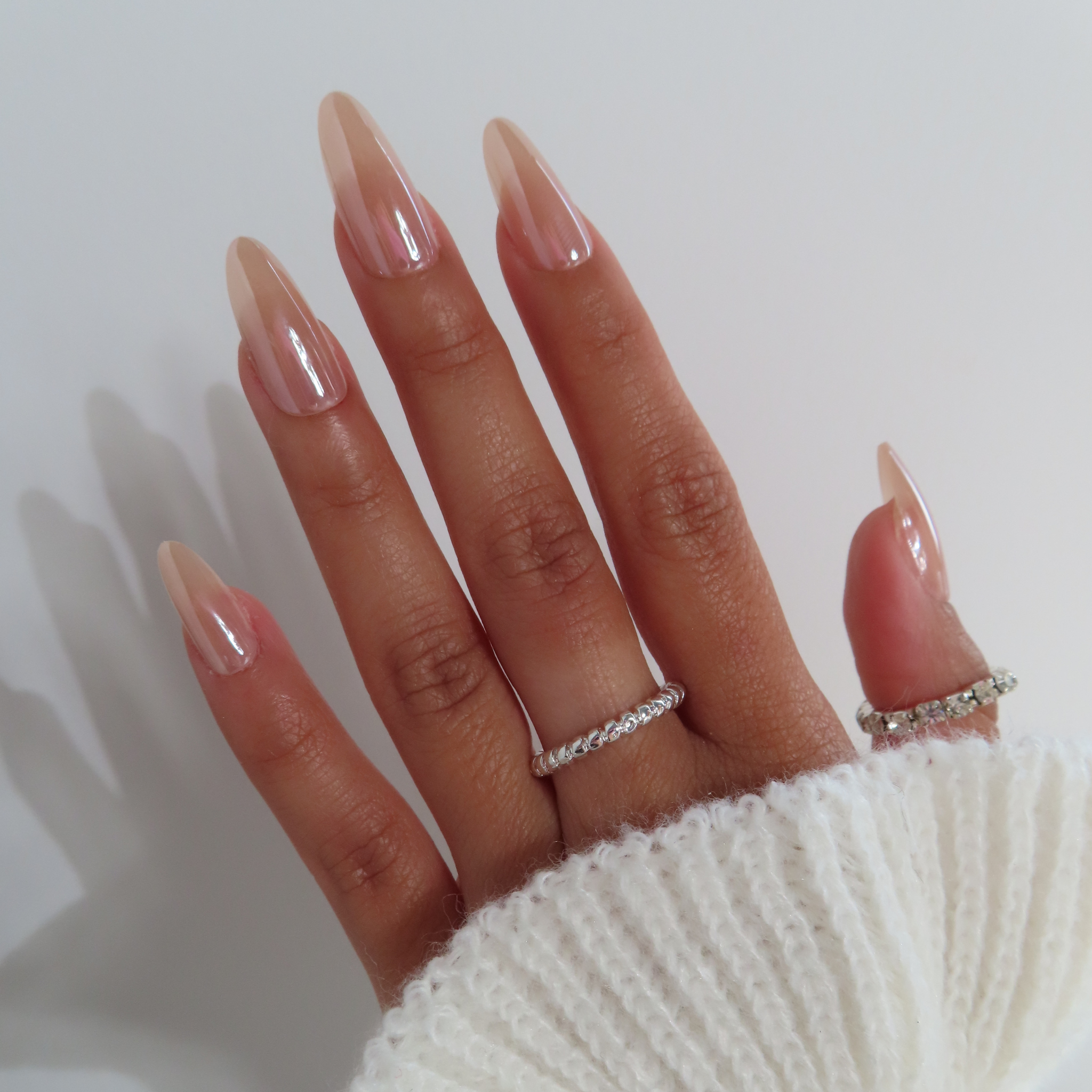 Press-On Nails Gel Effect –Lexie chrome Forme Amande longue