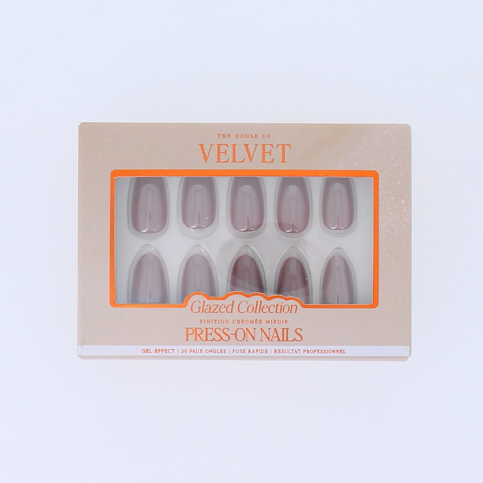 Press-on nails Amande Marron Chromé – Collection Glazed