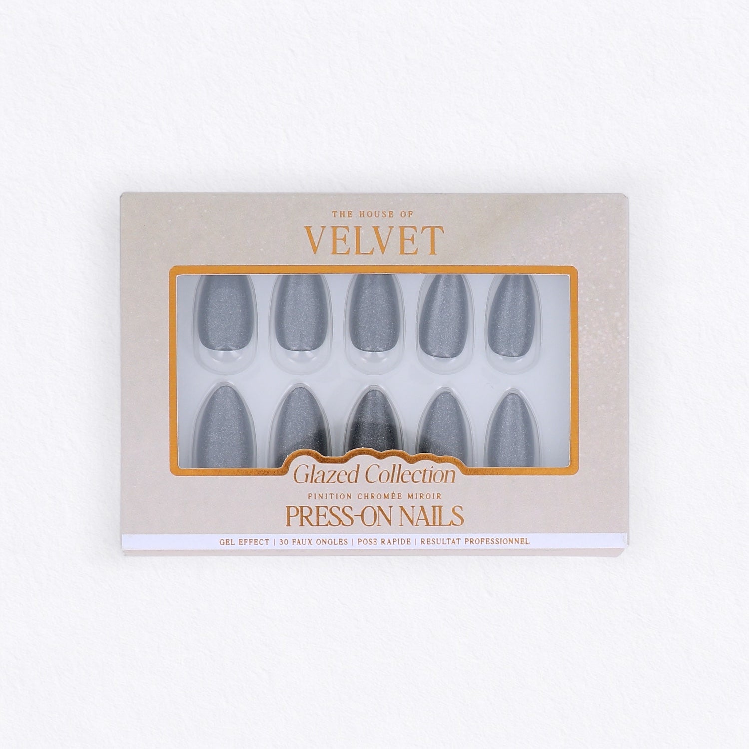 Press-On Nails Gris magnétique