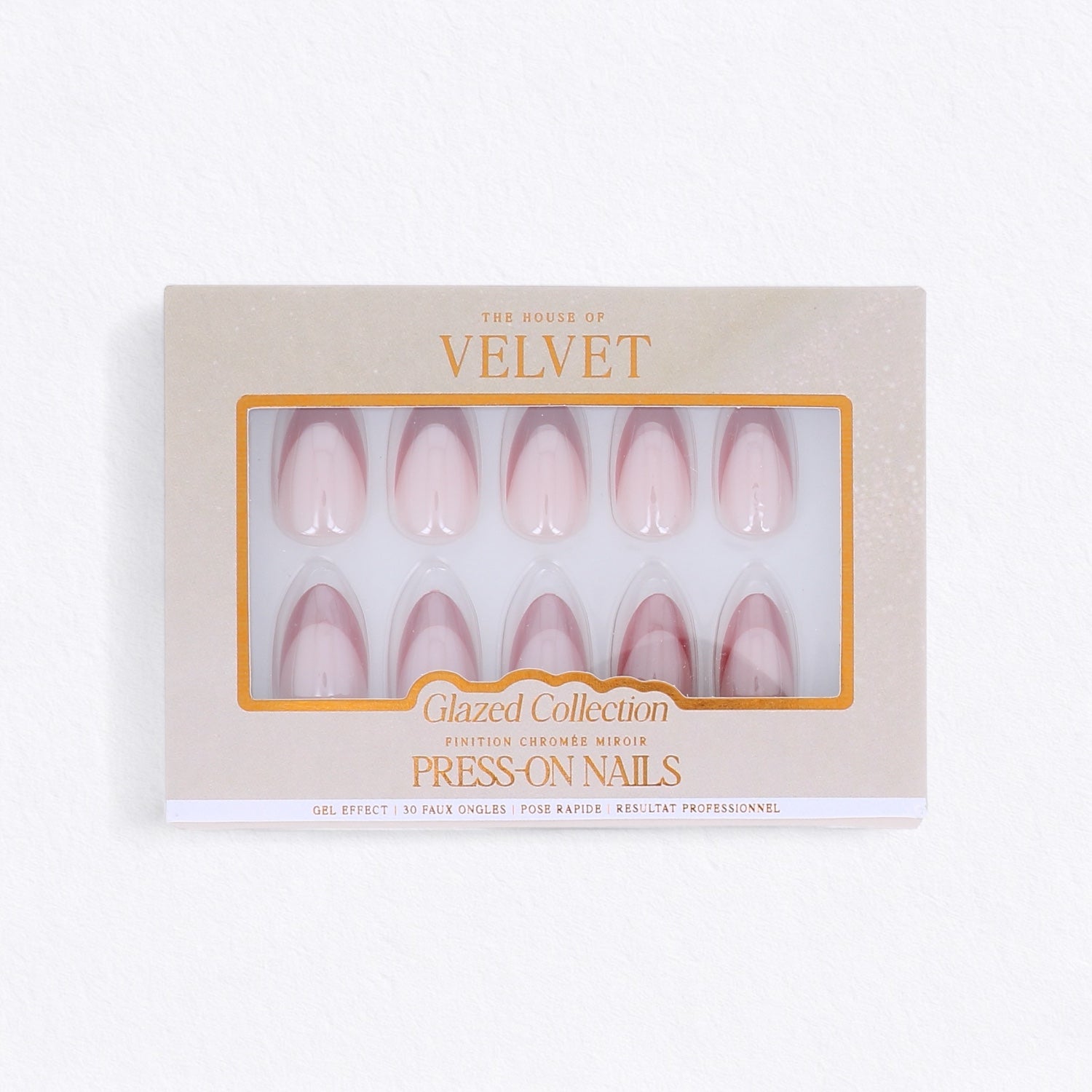 Press-On Nails Amande Rouge Bordeaux Chromé – Collection Glazed