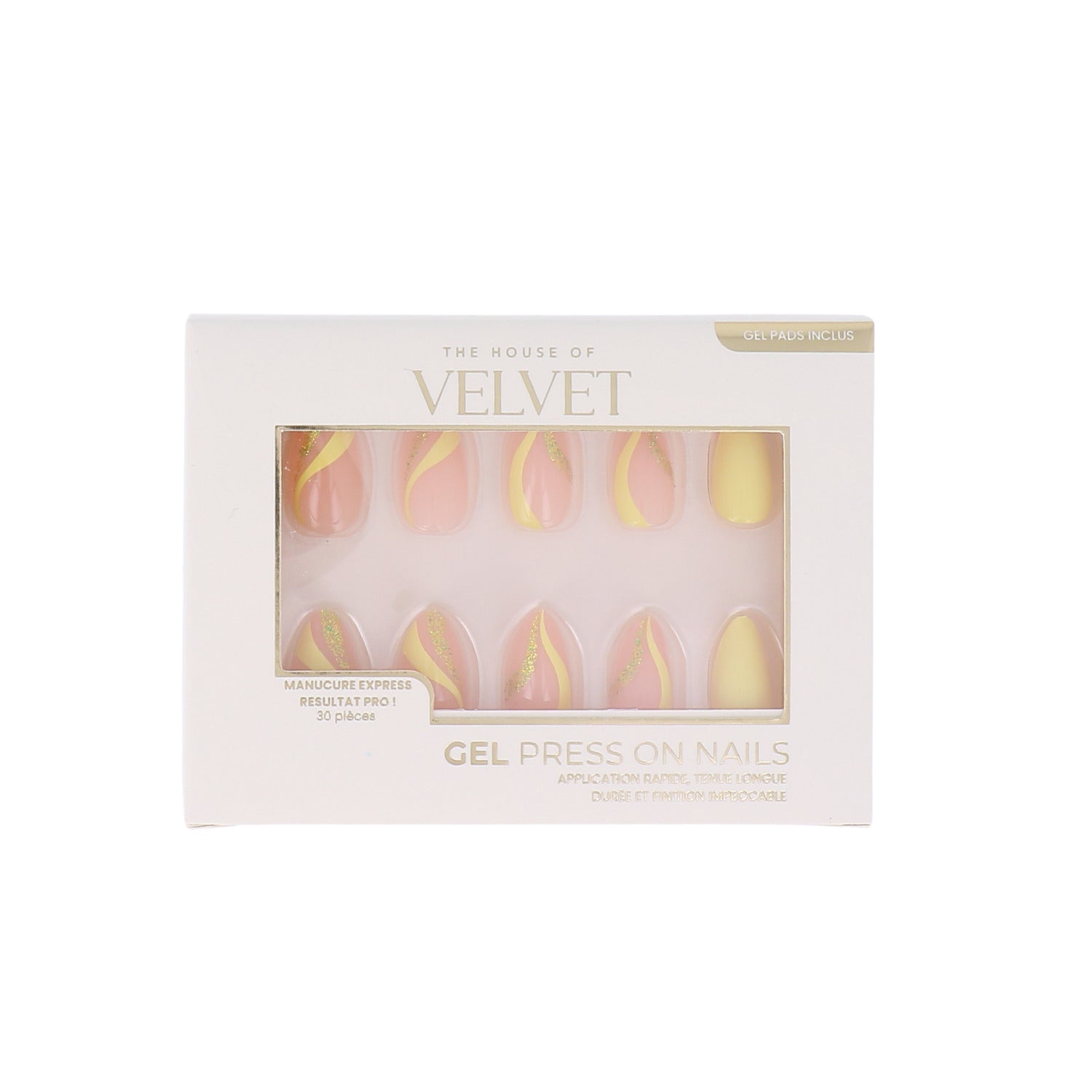 Press-On Nails ongles jaune Nail'art