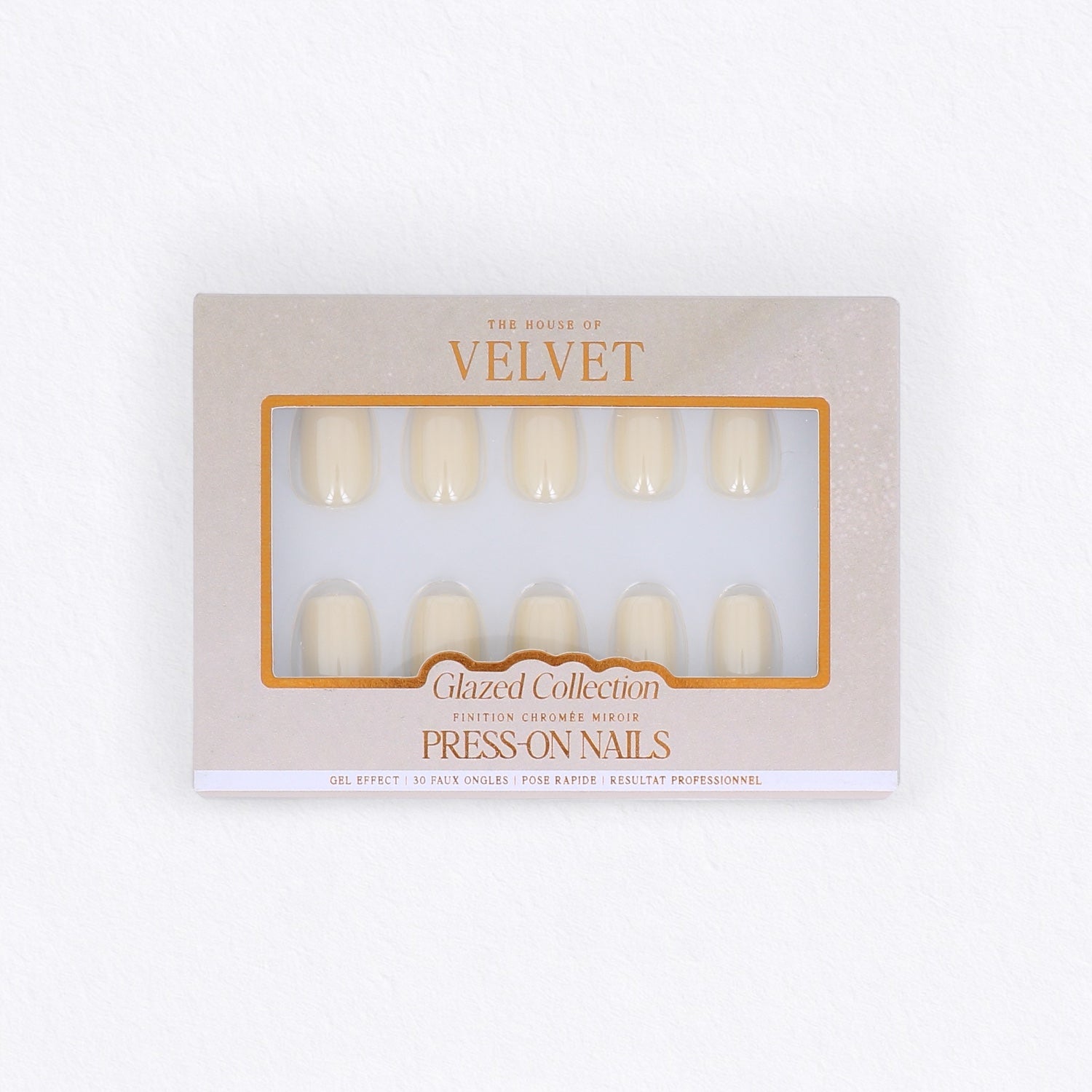 Press-On Nails ongles jaune pastel effet mirroir