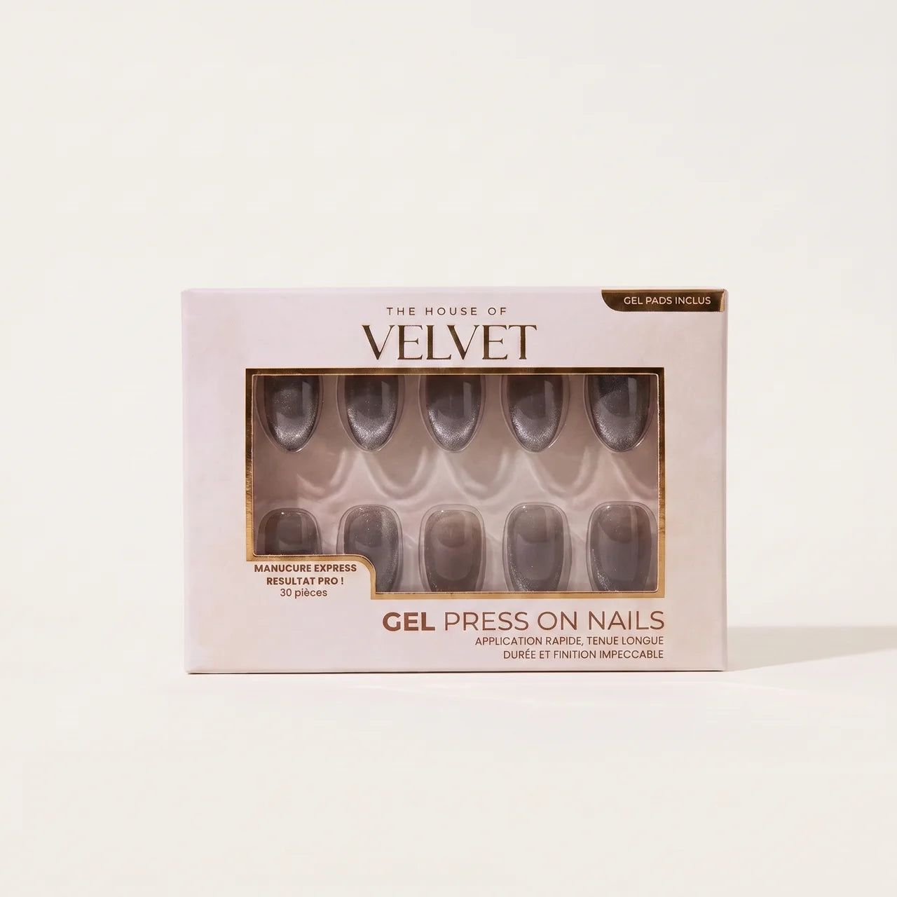 Press-On Nails "Cat eye" brown  – Amaia