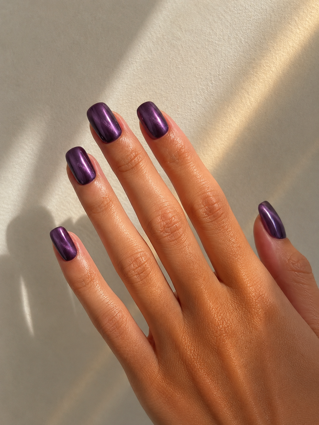 Press-On Nails effet "Cat Eye" Prune - Collection Glazed