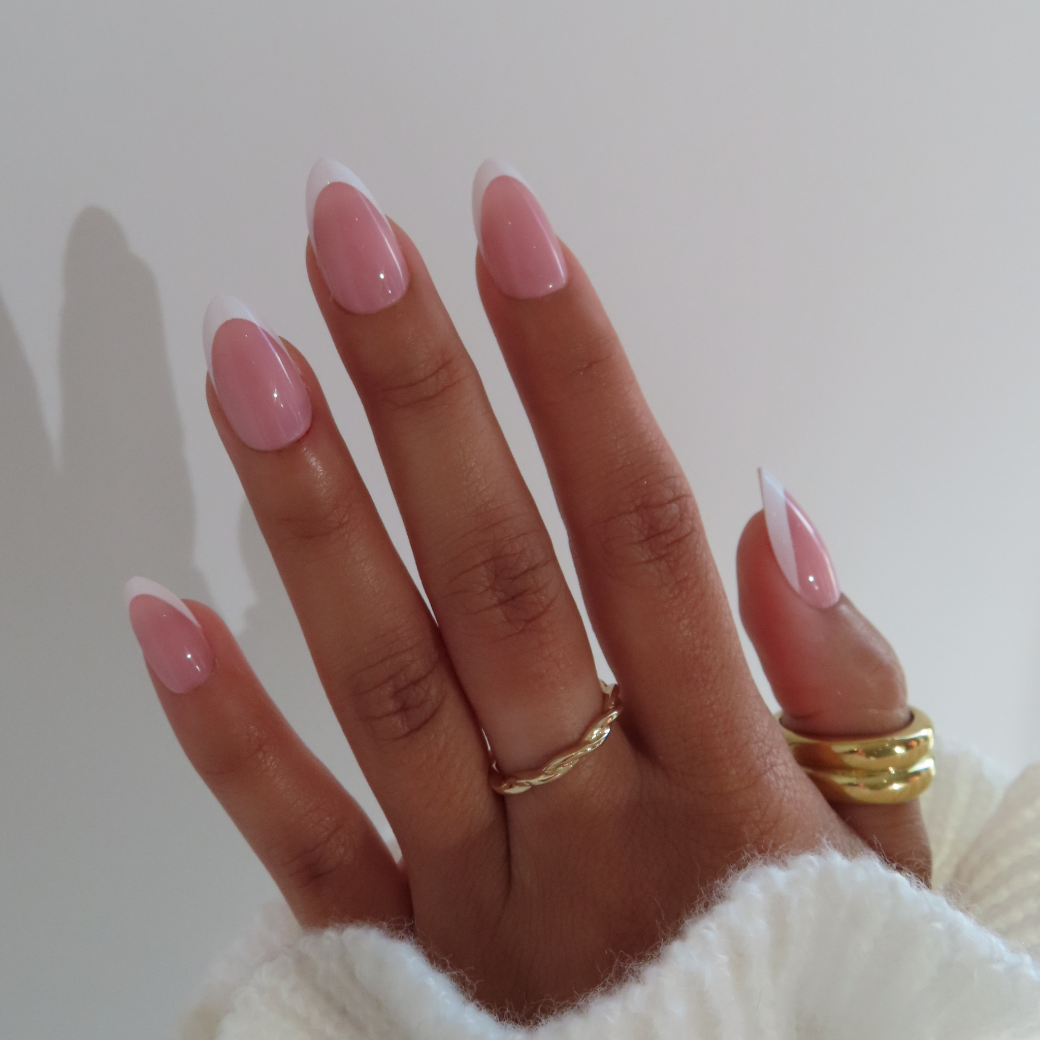 Press-On Nails Gel Effect –La French classique Forme Amande medium