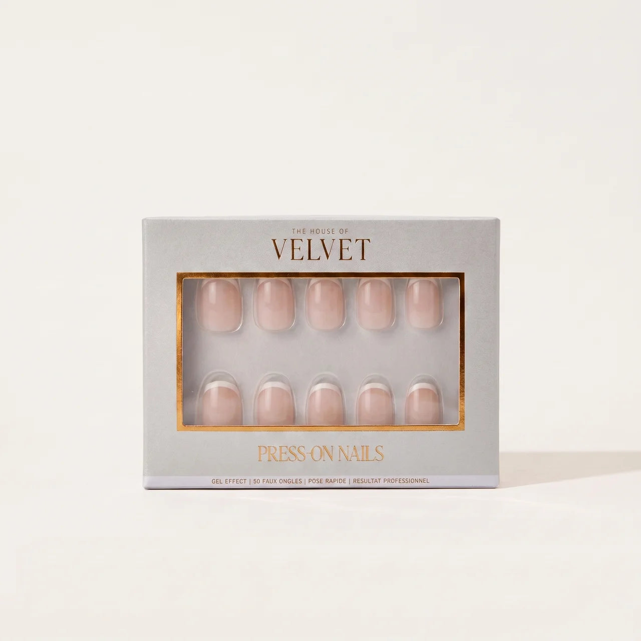 PRESS-ON NAILS FRENCH NUDE COURTE ARRONDIE