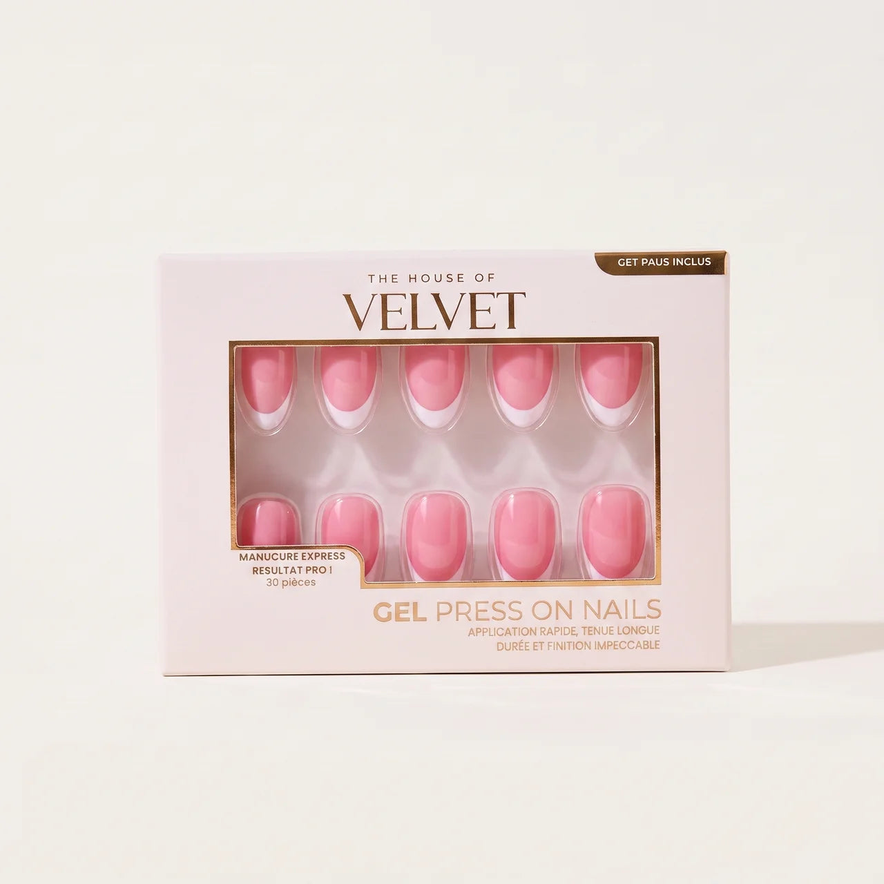 Press-On Nails Gel Effect –La French classique Forme Amande medium
