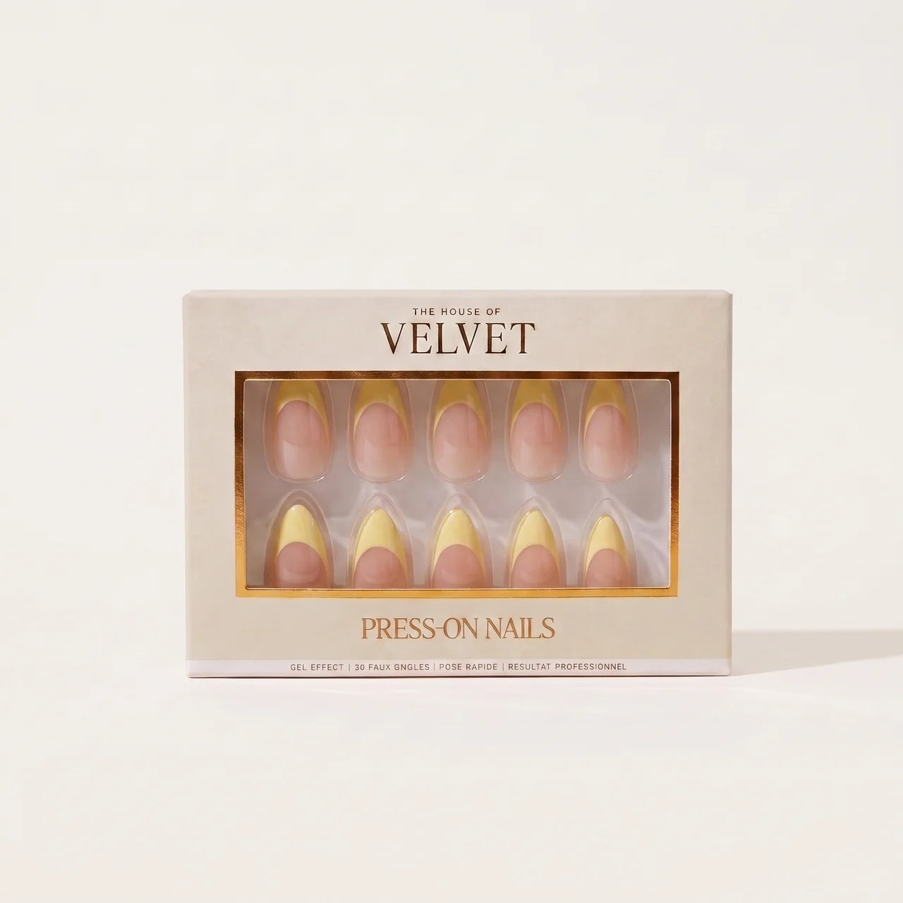 Press on nails French amande Jaune