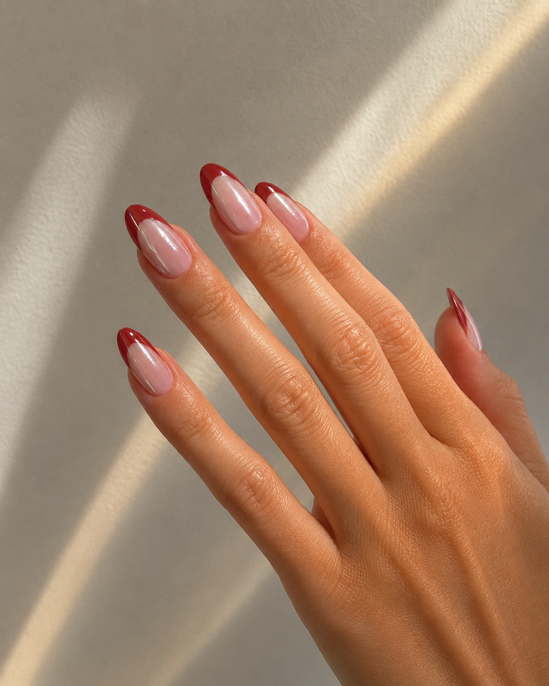 Press-On Nails French Rouge Chromée – Collection Glazed