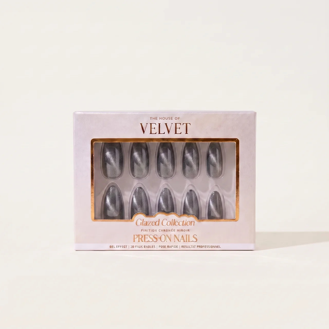 Press-On Nails Gris magnétique