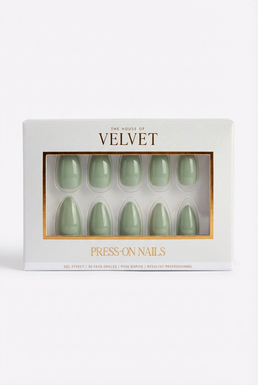 PRESS-ON NAILS VERT SAUGE – Manucure Élégante Effet Gel