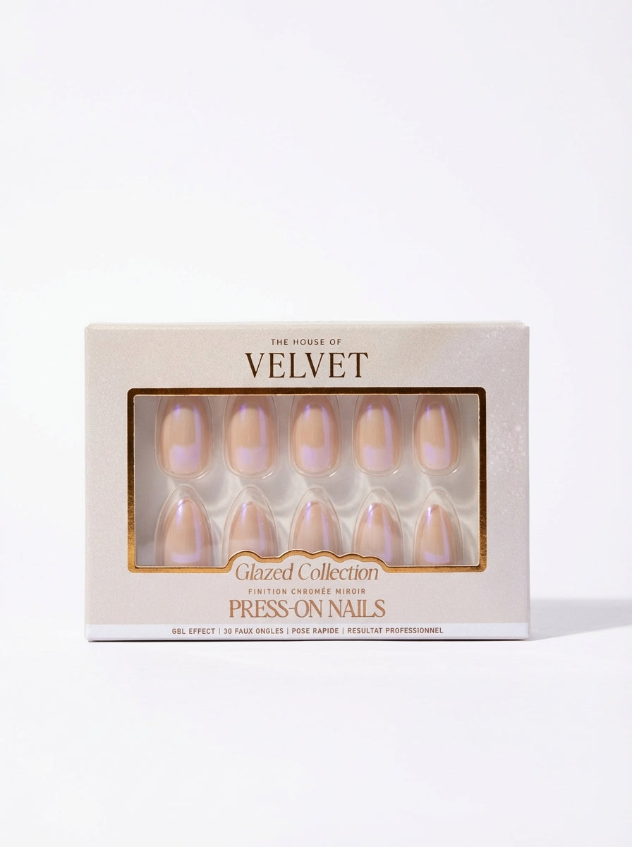 PRESS-ON NAILS PECHE CHROMEE – COLLECTION GLAZED
