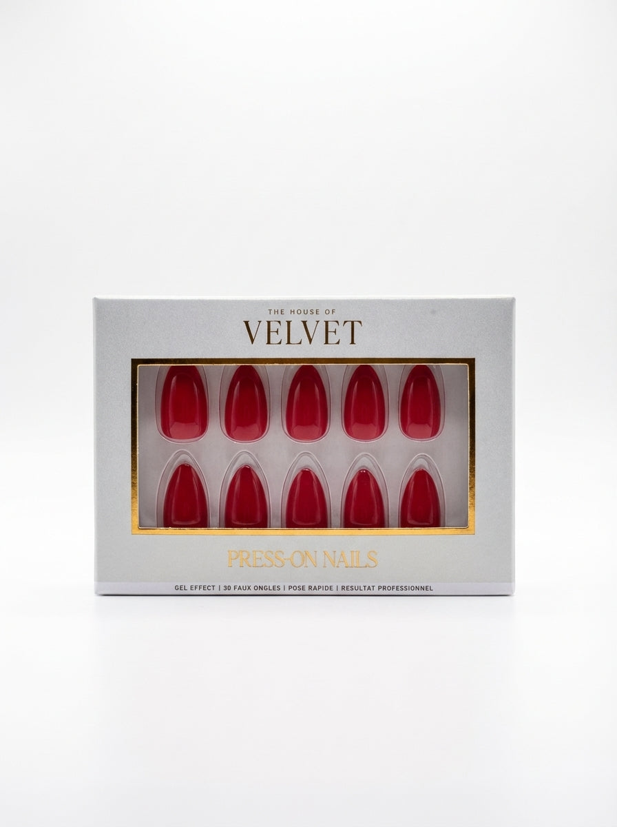 Press-On Nails Amande Red romantique