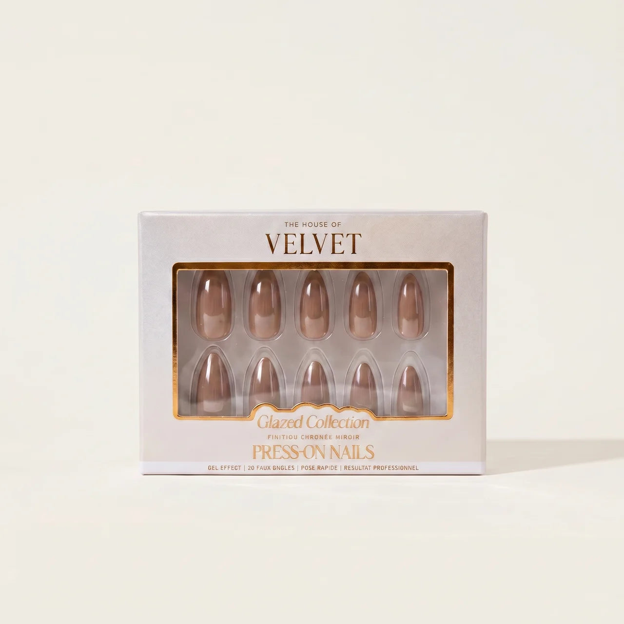 Press-On Nails Café au lait Chromé - Collection Glazed
