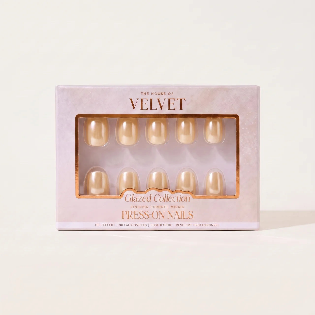Press-On Nails ongles jaune pastel effet mirroir