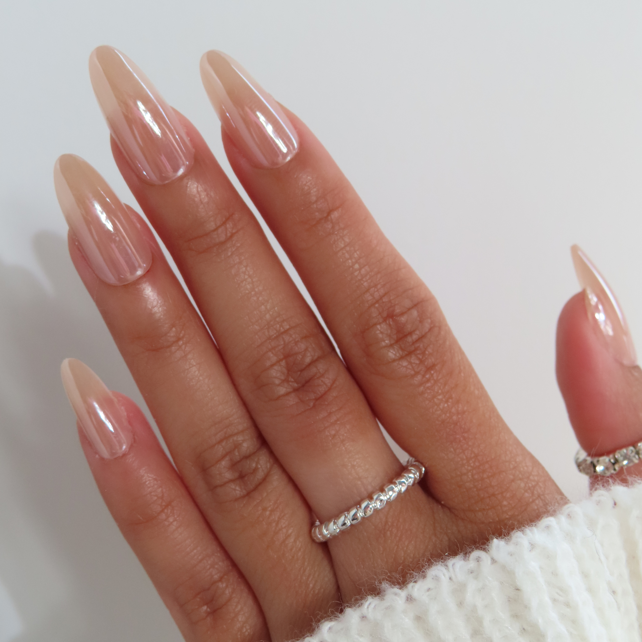 Press-On Nails Gel Effect –Lexie chrome Forme Amande longue