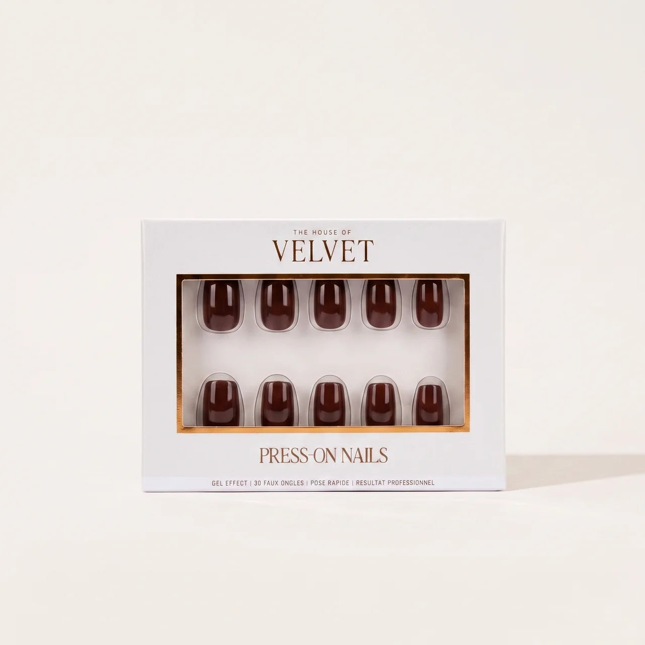 PRESS-ON NAILS MARRON FONCE