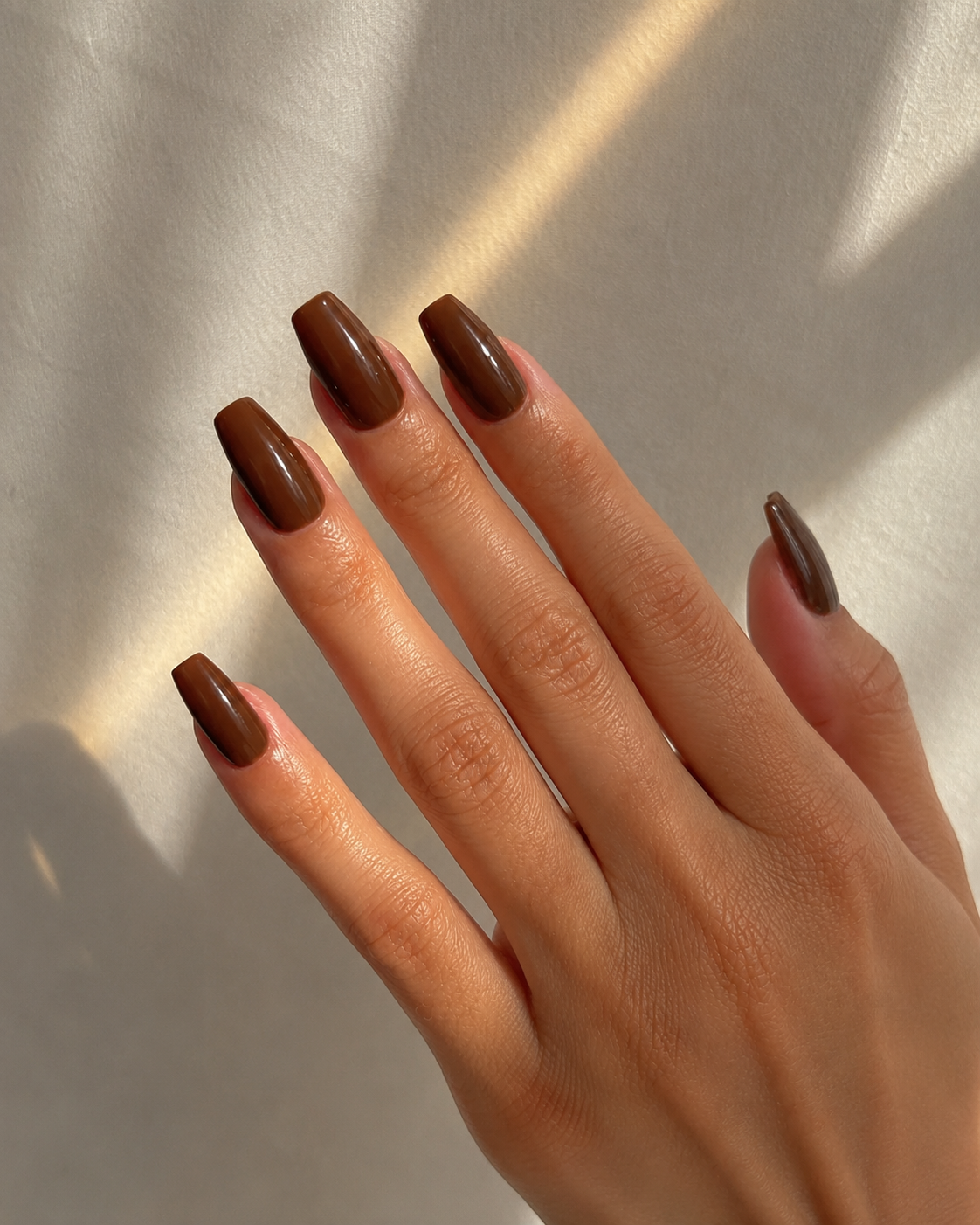 Press-On Nails Marron  – Forme Coffin