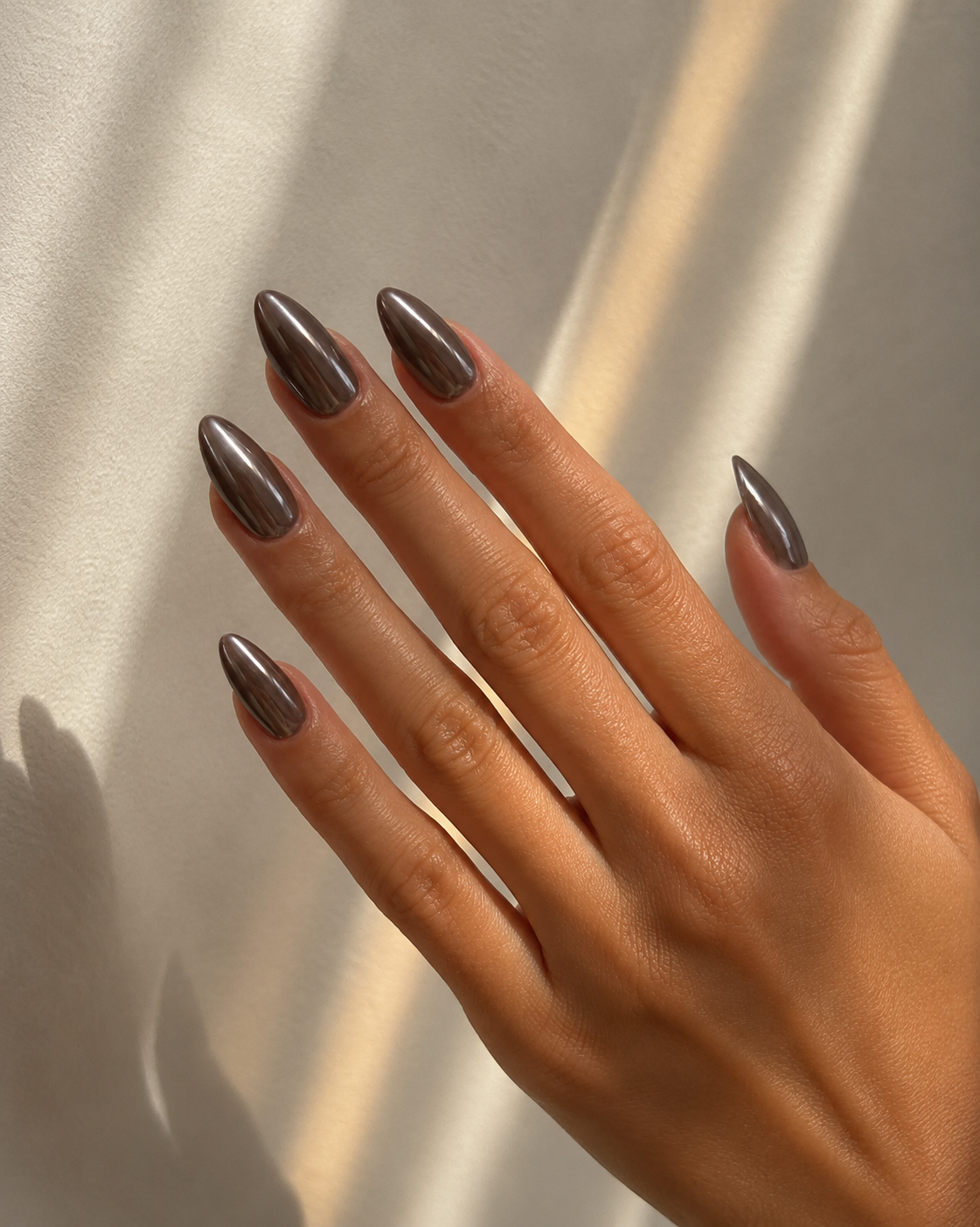 Press-On Nails Marron Chromé – Collection Glazed