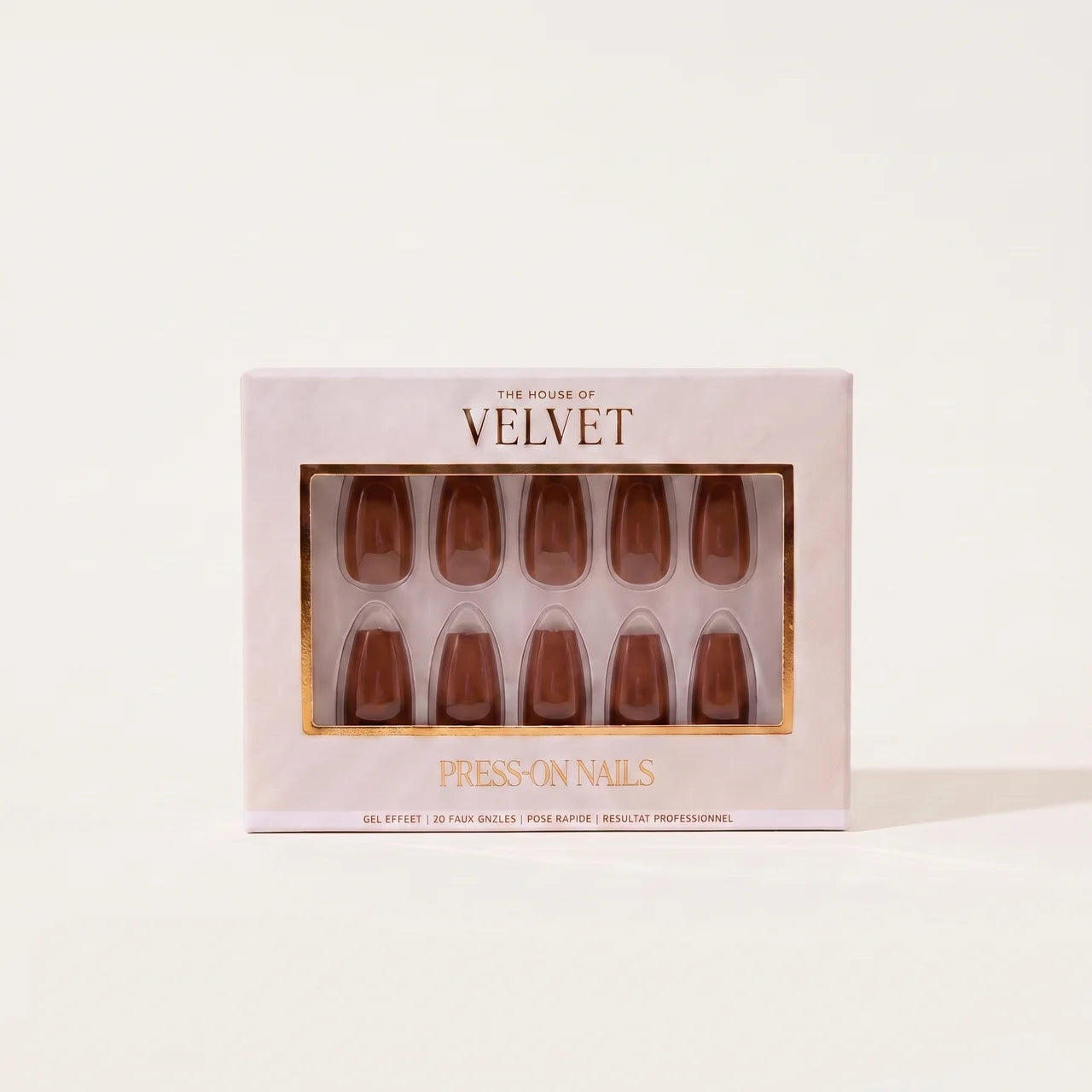 PRESS-ON NAILS MARRON  – Forme Coffin