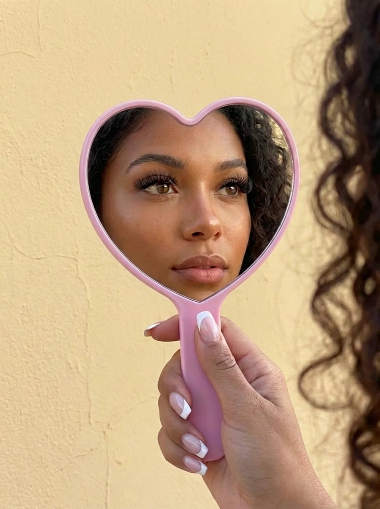Miroir glam coeur rose