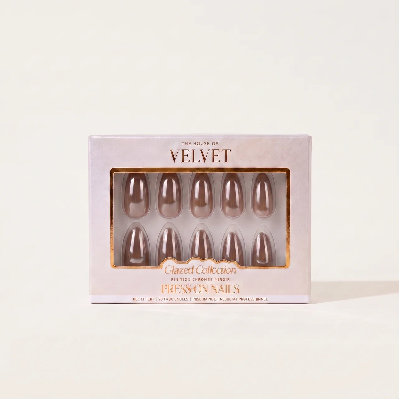 PRESS-ON NAILS AMANDE NOISETTE CHROMEE