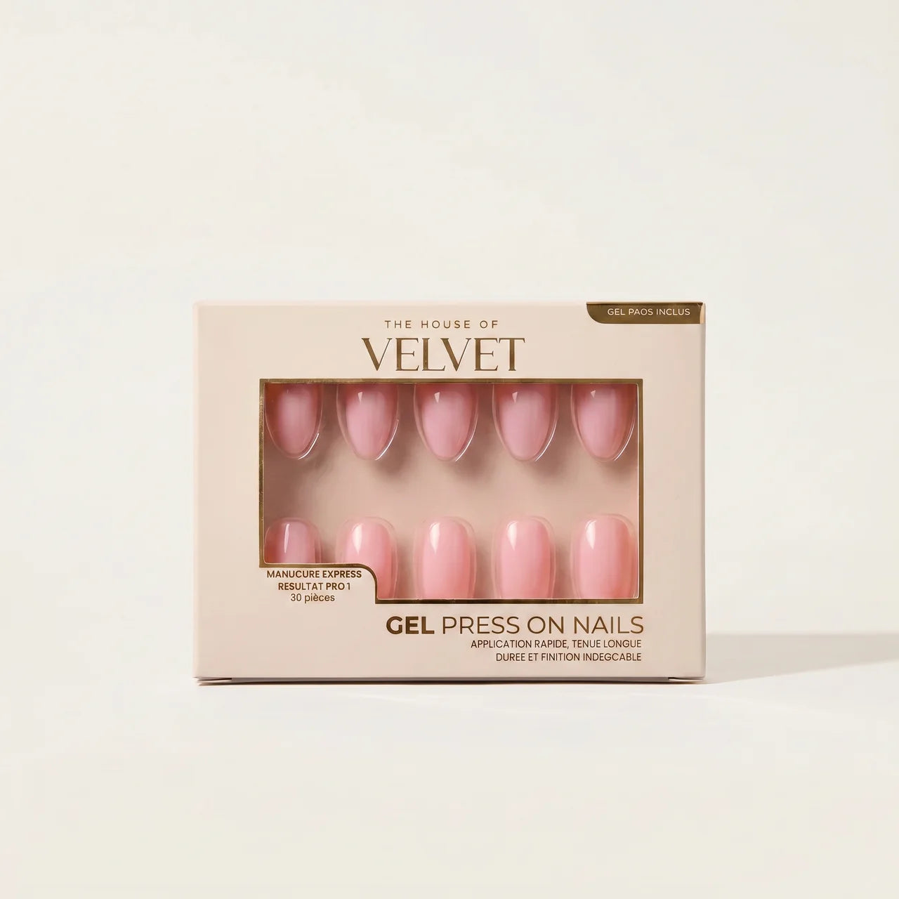 Press-On Nails Gel Effect –Hailey Glaze Forme Amande medium