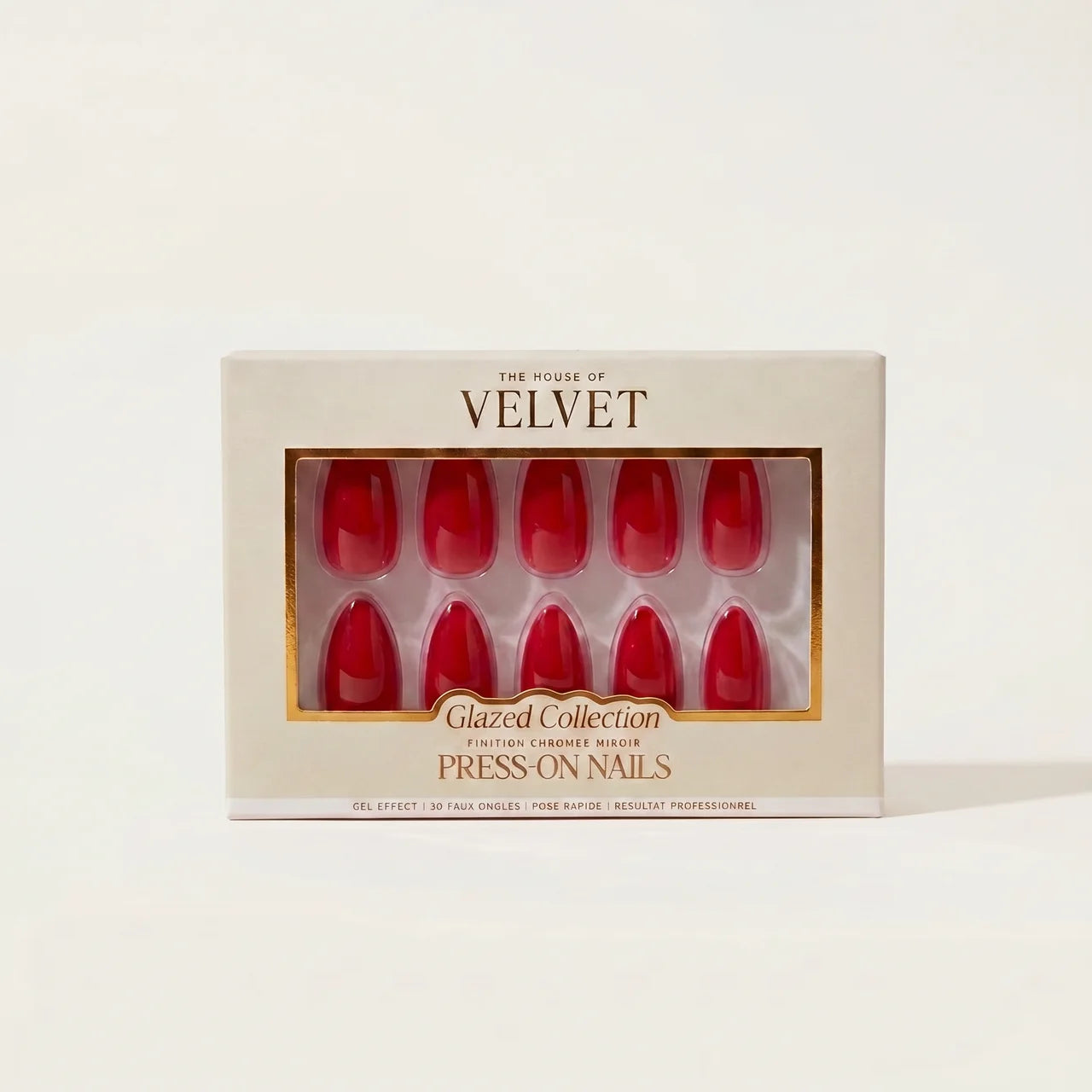 Press-On Nails Amande Red romantique