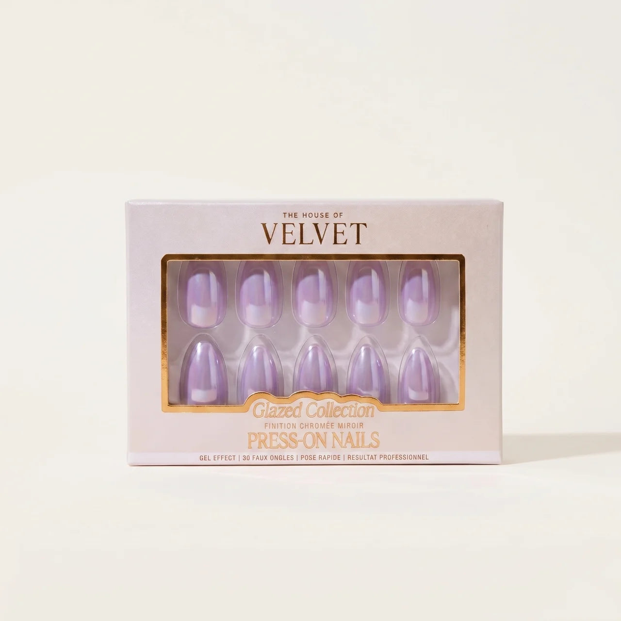Press-On Nails ongles Lavande Pastel Chromé